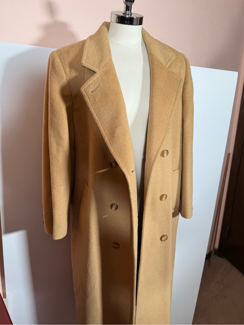 Vintage Marvin Richard Camel Hair double breasted long Trench coat Size 14 large